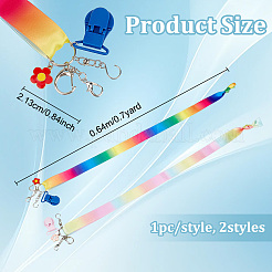 2Pcs Polyester Ribbons Helpers with Alloy Enamel Flower Pendants&nbsp;HJEW-PH02512