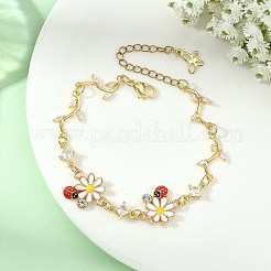 Brass Micro Pave Clear Cubic Zirconia Beaded Link Chain Bracelets&nbsp;BJEW-JB13911