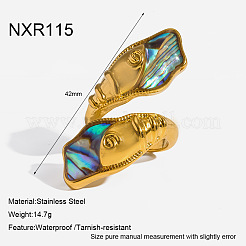 304 Stainless Steel & Natural Paua Shell Cuff Open Rings&nbsp;WG70E7E-01