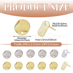 20Pcs 2 Colors 304 Stainless Steel Stud Earring Findings&nbsp;STAS-TAD0001-03