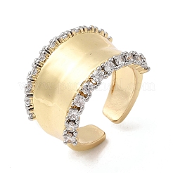 Brass Micro Pave Clear Cubic Zirconia Cuff Rings&nbsp;RJEW-H262-03G