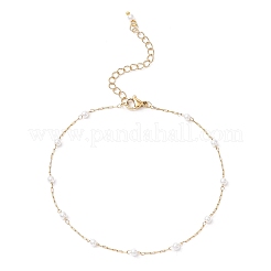 304 Stainless Steel & ABS Imitation Pearl Chain Anklets for Women&nbsp;AJEW-AN00689