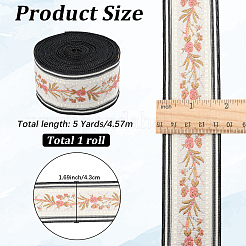 5 Yards Ethnic Style Floral Pattern Embroidery Polyester Ribbons&nbsp;OCOR-GF0005-51A