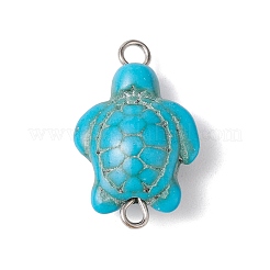 Synthetic Turquoise Dyed Connector Charms&nbsp;PALLOY-JF02351-01