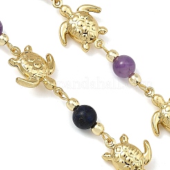 Natural & Synthetic Mixed Gemstone Handmade Round Beaded Chains&nbsp;AJEW-JB01653-01