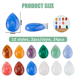 24Pcs 12 Styles Natural & Synthetic Mixed Gemstone Cabochons&nbsp;G-FH0002-53