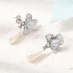 Brass Enamel Stud Dangle Earrings&nbsp;KK-CBAB173-02A-P