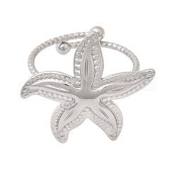Starfish 304 Stainless Steel Cuff Open Rings for Women&nbsp;RJEW-A105-01P