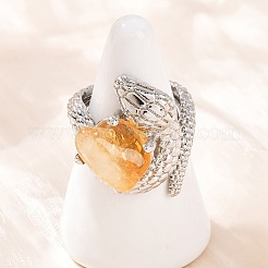 Snake Natural Yellow Quartz Open Cuff Rings&nbsp;RJEW-K286-10P-01