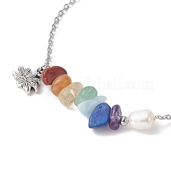 Lotus Alloy Charm Bracelets&nbsp;BJEW-JB09946-01