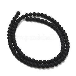 Frosted Natural Black Agate(Dyed & Heated) Beads Strands&nbsp;G-C289-B04-4mm