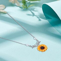 Sunflower Resin Pendant Necklaces&nbsp;NJEW-LP0001-82