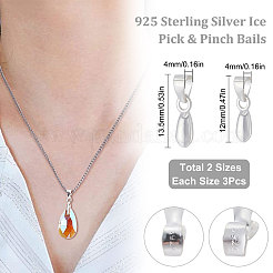 6Pcs 2 Style 925 Sterling Silver Pendants Bails&nbsp;STER-BBC0001-12