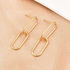 Oval 316 Stainless Steel Dangle Stud Earrings&nbsp;EJEW-D339-04G