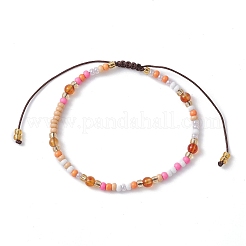 Natural Mixed Gemstone & Glass Seed Braided Bead Bracelet&nbsp;BJEW-JB09530