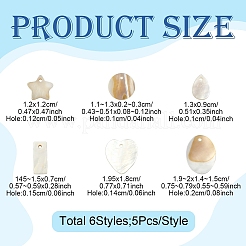 30Pcs 6 Styles Natural Freshwater Shell Pendants Sets&nbsp;SHEL-YW0001-11