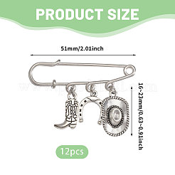 12Pcs West Cowboy Steel Heavy Duty Safety Pins Brooch&nbsp;JEWB-CA00007