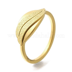 Textured Leaf 304 Stainless Steel Finger Ring for Women&nbsp;RJEW-L126-02B-G