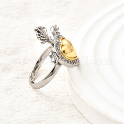 Brass Micro Pave Cubic Zirconia Cuff Rings for Women&nbsp;RJEW-F184-01B-GP