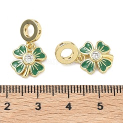 Saint Patrick's Day Brass Pave Clear Cubic Zirconia European Dangle Charms&nbsp;KK-F933-01G