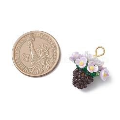 Resin Glass Seed Beaded Flower Pendants&nbsp;PALLOY-MZ01106-01