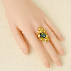304 Stainless Steel with Natural Shell Cuff Open Rings for Women&nbsp;XU1269-4