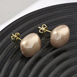 Brass & ABS Plastic Imitation Pearl Stud Earrings for Women&nbsp;PL-CBA760A-03B-G03