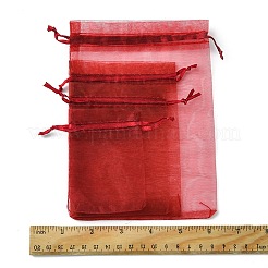 30Pcs 4 Styles Rectangle Organza Bags Jewellery Storage Pouches Wedding Favour Party Mesh Drawstring Gift&nbsp;OP-FS0001-01A