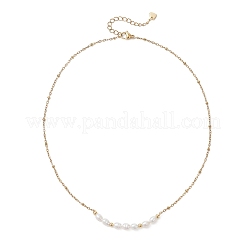 Natural Pearl Rice Beaded Pendant 304 Stainless Steel Satellite Chain Necklaces for Women&nbsp;NJEW-JN05782