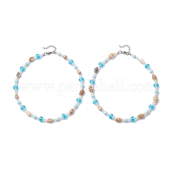 Summer Beach Natural Shell & Glass & Synthetic Turquoise Beaded Necklaces for Women&nbsp;NJEW-JN05247