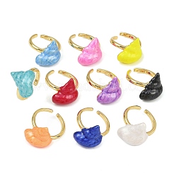 Brass Enamel Adjustable Cuff Rings for Women&nbsp;RJEW-G357-01O