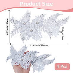 4Pcs Flower & Leaf Polyester and Plastic Applqiues&nbsp;PATC-CY0001-49A