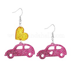 Valentine's Day Acrylic Car with Heart Dangle Earrings&nbsp;FS-WGE7447-03
