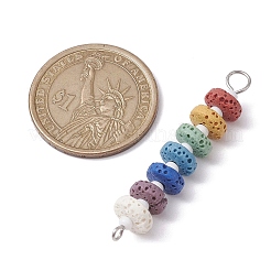 Chakra Natural Lava Rock Dyed Beaded Connector Charms&nbsp;PALLOY-JF02546-03