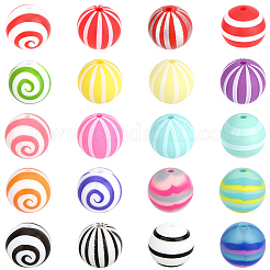 140Pcs 20 Styles Round Food Grade Eco-Friendly Silicone Focal Beads&nbsp;SIL-PA0001-53