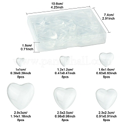 48Pcs 6 Styles Transparent Heart Glass Cabochons&nbsp;GGLA-FS0001-07