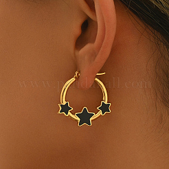 Stylish 201 Stainless Steel Star Hoop Earrings&nbsp;SL4993