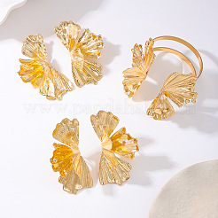 Ginkgo Leaf Alloy Cuff Bangle & Cuff Ring & Stud Earring&nbsp;FS-WGAADEF-01