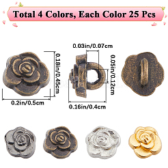 100Pcs 4 Colors Flower Mini Alloy Buttons&nbsp;BUTT-GF0003-83