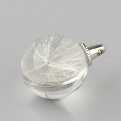 Round Alloy Glass Pendants&nbsp;GLAA-Q051-20mm-01P