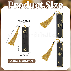 3Pcs 3 Styles Brass Rectangle Bookmarks&nbsp;FIND-FG0003-94