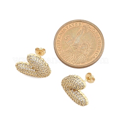 Brass Micro Pave Clear Cubic Zirconia Stud Earrings for Women&nbsp;EJEW-F352-06G