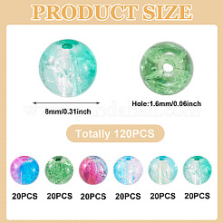 120Pcs 6 Colors Transparent Spray Painting Crackle Glass Beads&nbsp;GLAA-TADJ0001-21A-B