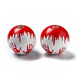 Halloween Spray Painted Wood Beads&nbsp;WOOD-C002-08