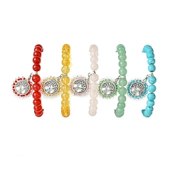 Natural Green Aventurine & Synthetic Citrine & Natural & Dyed Malaysia Jade & Natural Rose Quartz & Synthetic Turquoise Beads Stretch Bracelets for Women&nbsp;BJEW-JB11473