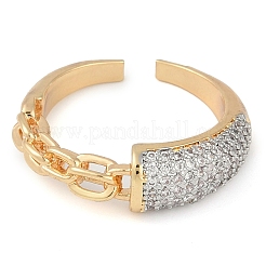 Chain Style Brass Micro Pave Clear Cubic Zirconia Open Cuff Ring for Women&nbsp;RJEW-Q819-06G