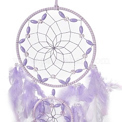 Iron Woven Web/Net with Feather Pendant Decorations&nbsp;AJEW-B017-05