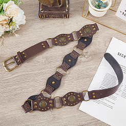 Vintage PU Leather Rivet Stitching Chain Belts with Alloy Buckles&nbsp;AJEW-WH20064-22A