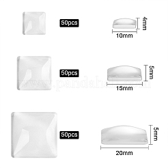 150Pcs 3 Styles Transparent Glass Square Cabochons&nbsp;GGLA-SZ0001-31