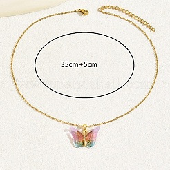 Plastic Butterfly Pendant Necklace with Golden Stainless Steel Chains&nbsp;XQ2799-2